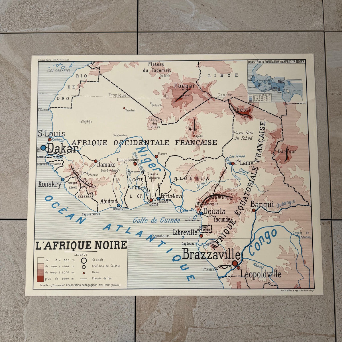 Vintage French Colonial Africa School Map Educational Poster 20082622 Fleamarketfrance
