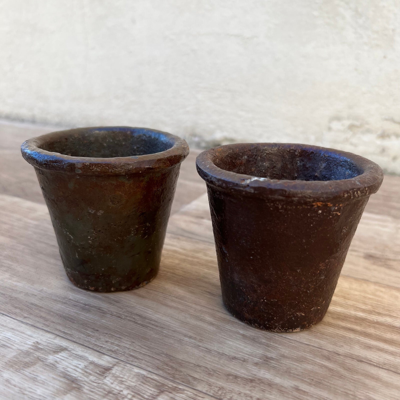 Vintage French Cast Iron Planters Garden Pots Set of 2 Rustic 10122217 Fleamarketfrance
