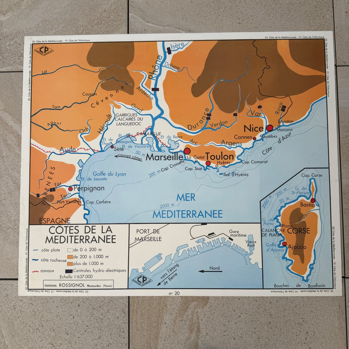 Vintage French Educational Map Poster Geography School 75x90cm 20082632 Fleamarketfrance