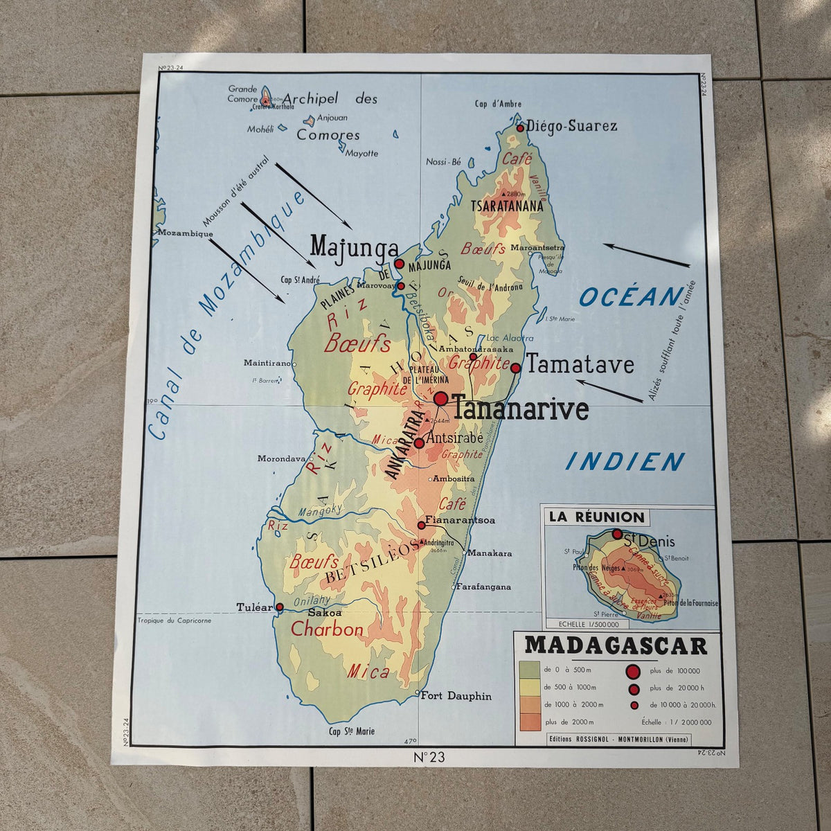 Vintage French Educational School Map Poster Madagascar 20082611 Fleamarketfrance