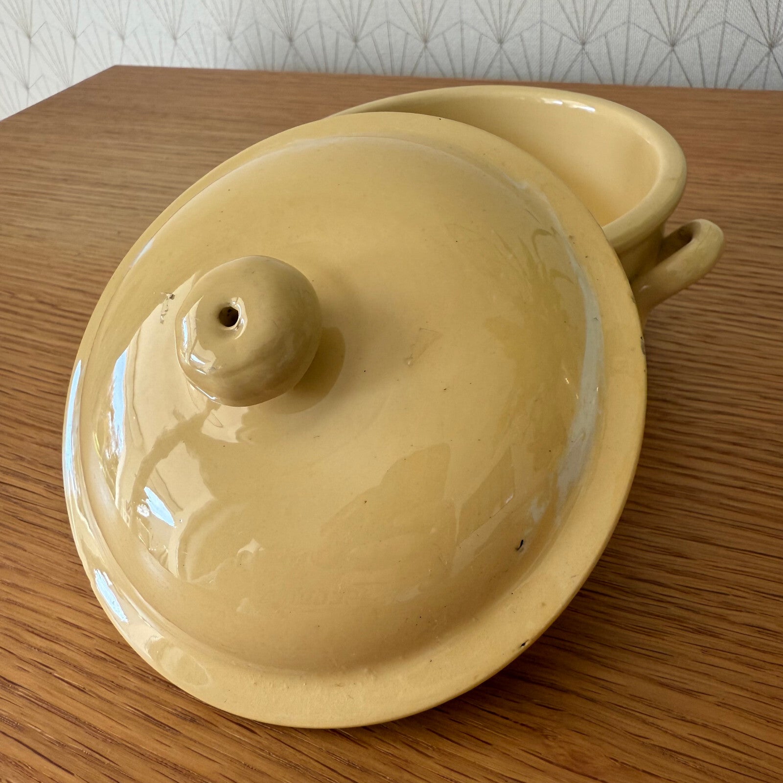 Vintage French Terrine Pot Yellow Ceramic Luneville Pottery 11012513 Luneville