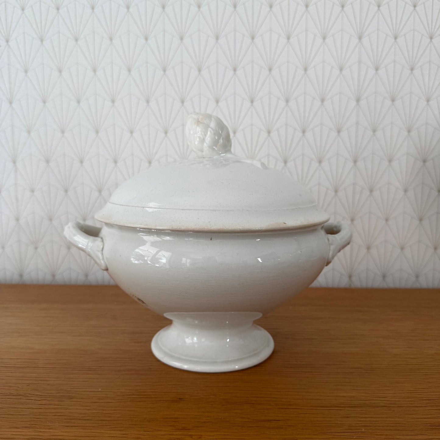 Antique French Soup Tureen White Ceramic Footed Bowl 1408263 Fleamarketfrance