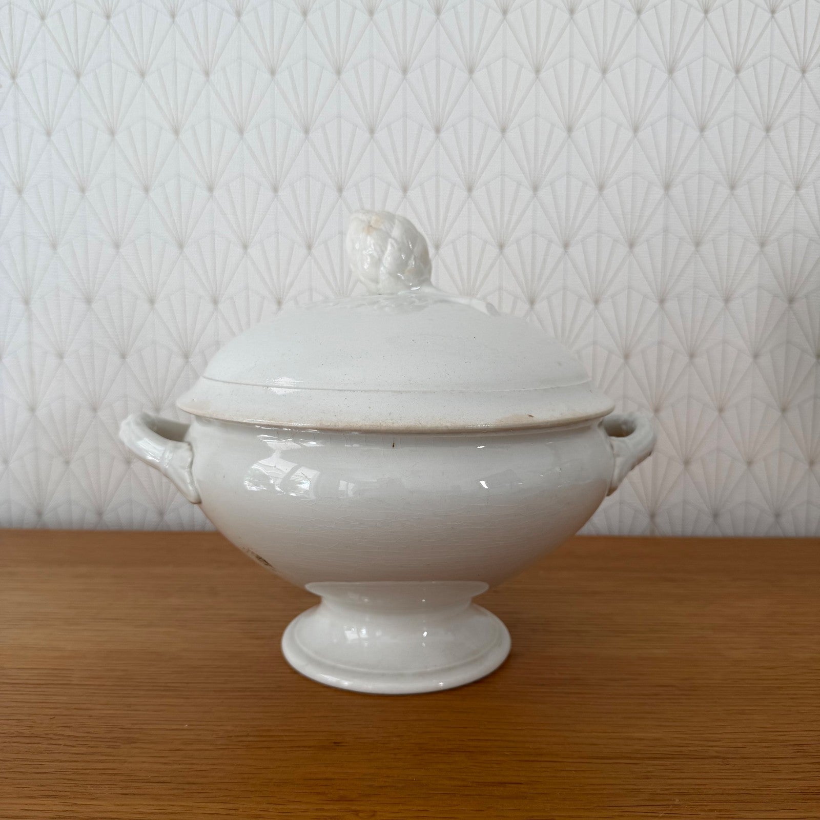 Antique French Soup Tureen White Ceramic Footed Bowl 1408263 Fleamarketfrance