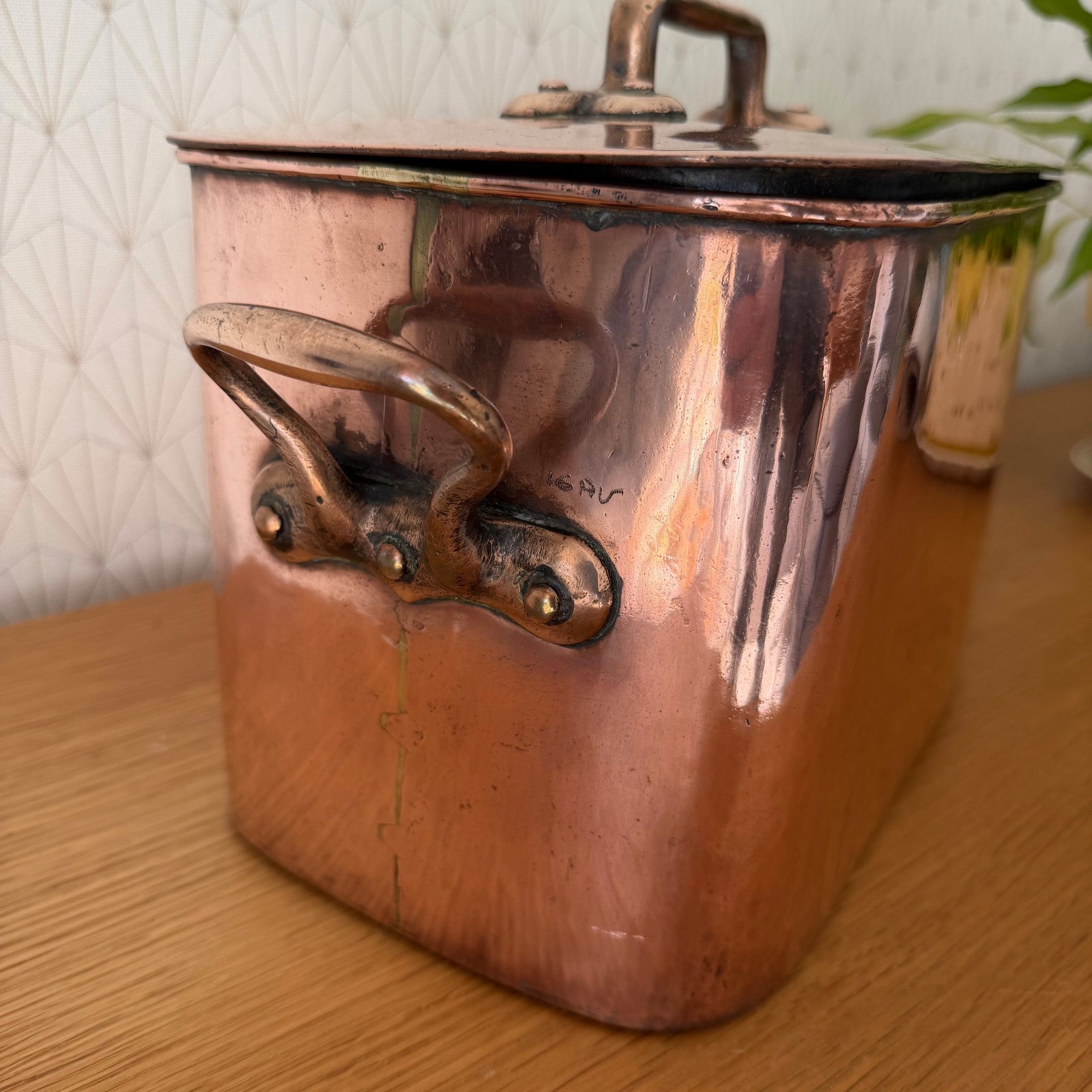 French Copper Stock Pot Dovetailed Vintage Cookware Brass Handles 1803263 Fleamarketfrance
