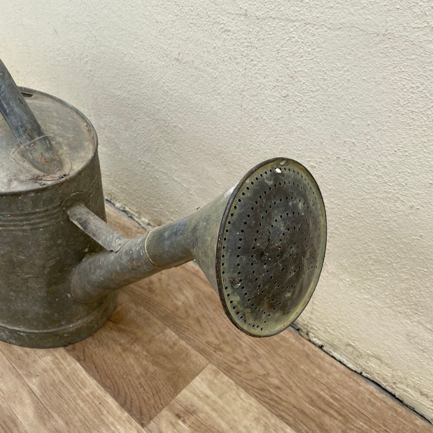 Vintage French Galvanized Zinc Metal Watering Can w/ a Large Loop Handle 0502251 - Fleamarketfrance