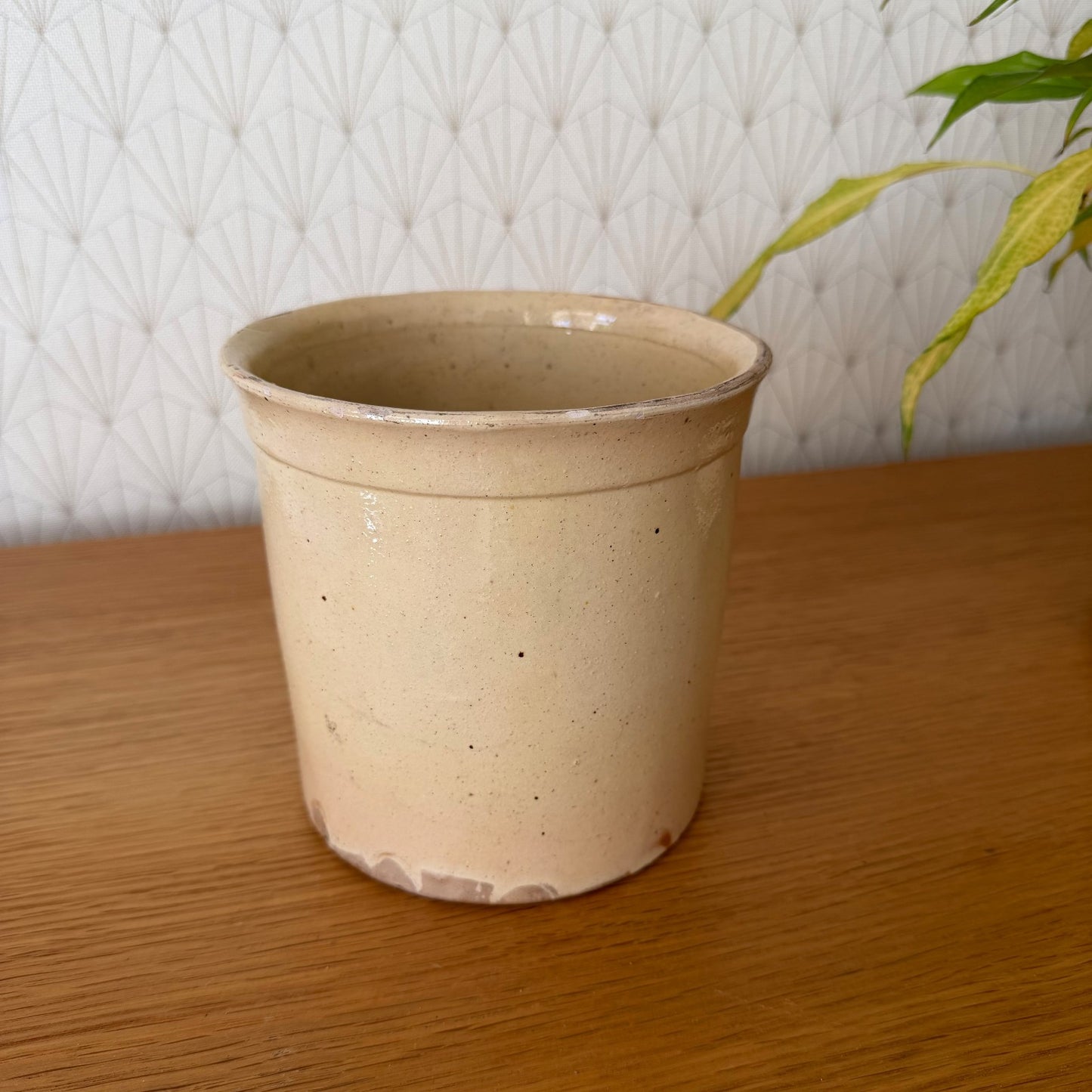 Antique French Terracotta Glazed Jam Pot Beige Crock Kitchen Storage 1606264 Unmarked