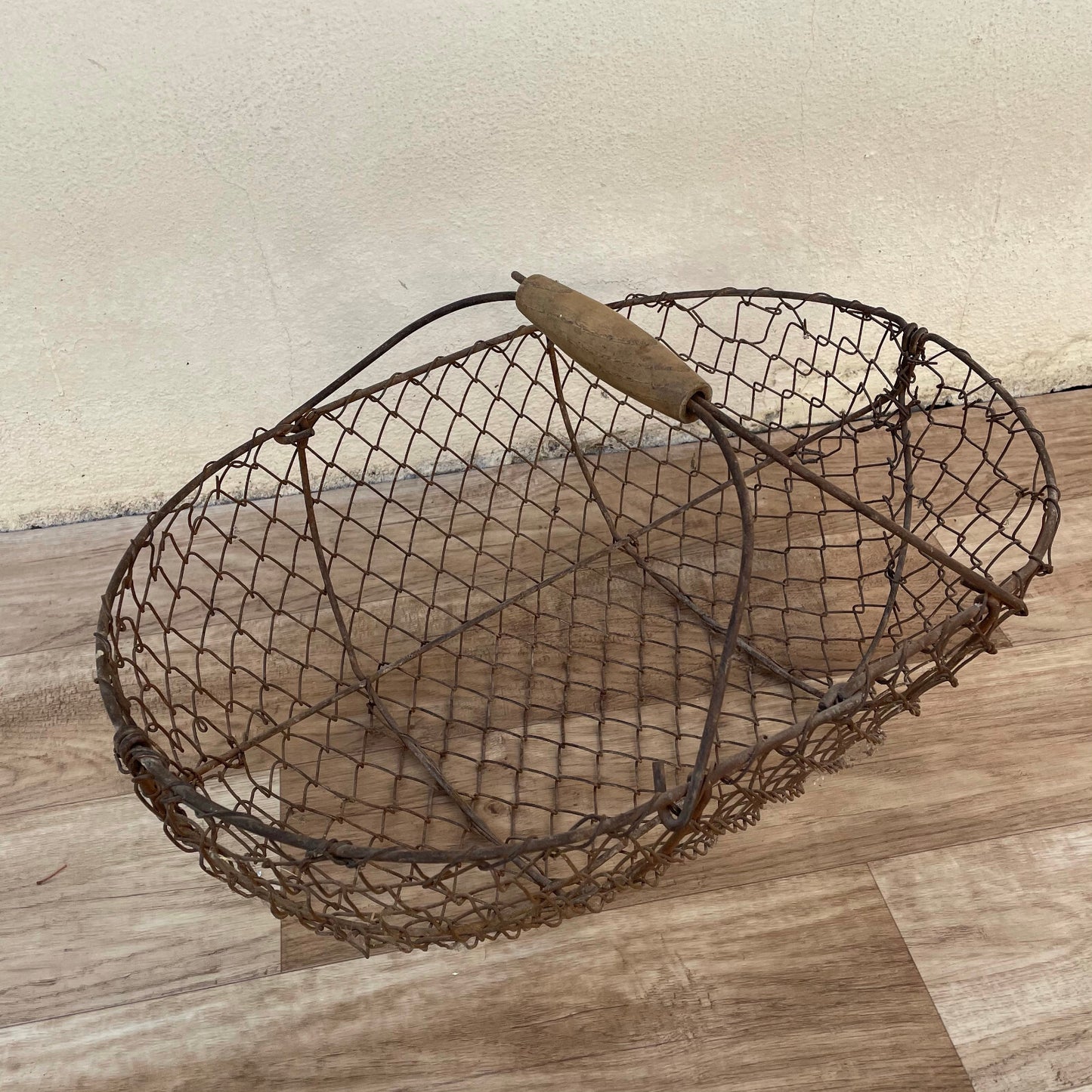 French Wire Market Basket Wood Handle Vintage Garden Vegetable 1604252 Fleamarketfrance