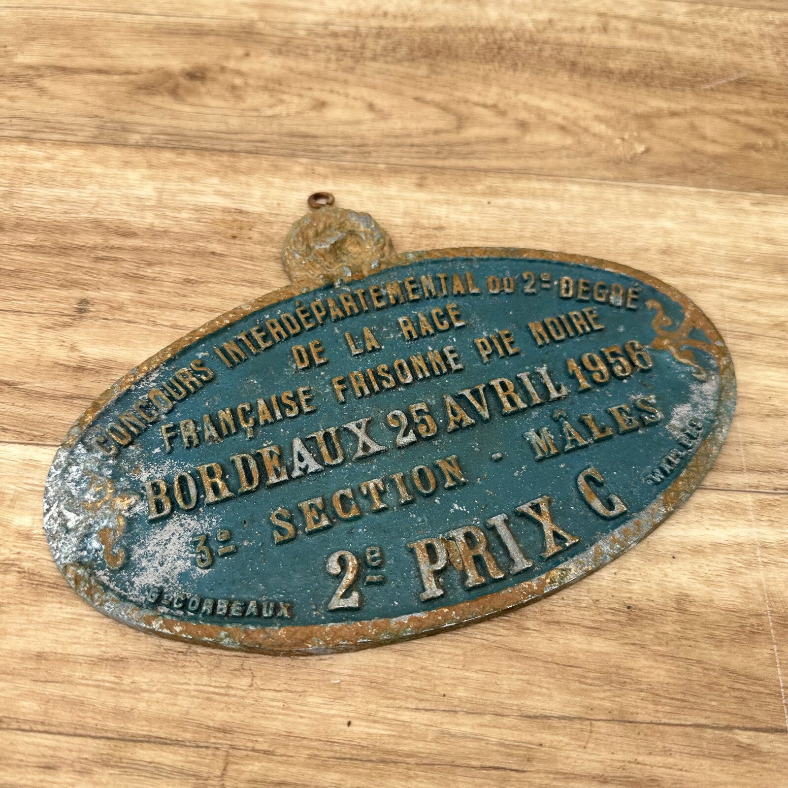 French Vintage Agricultural Award Plaque Bordeaux 1956 Trophy 04052322 Fleamarketfrance