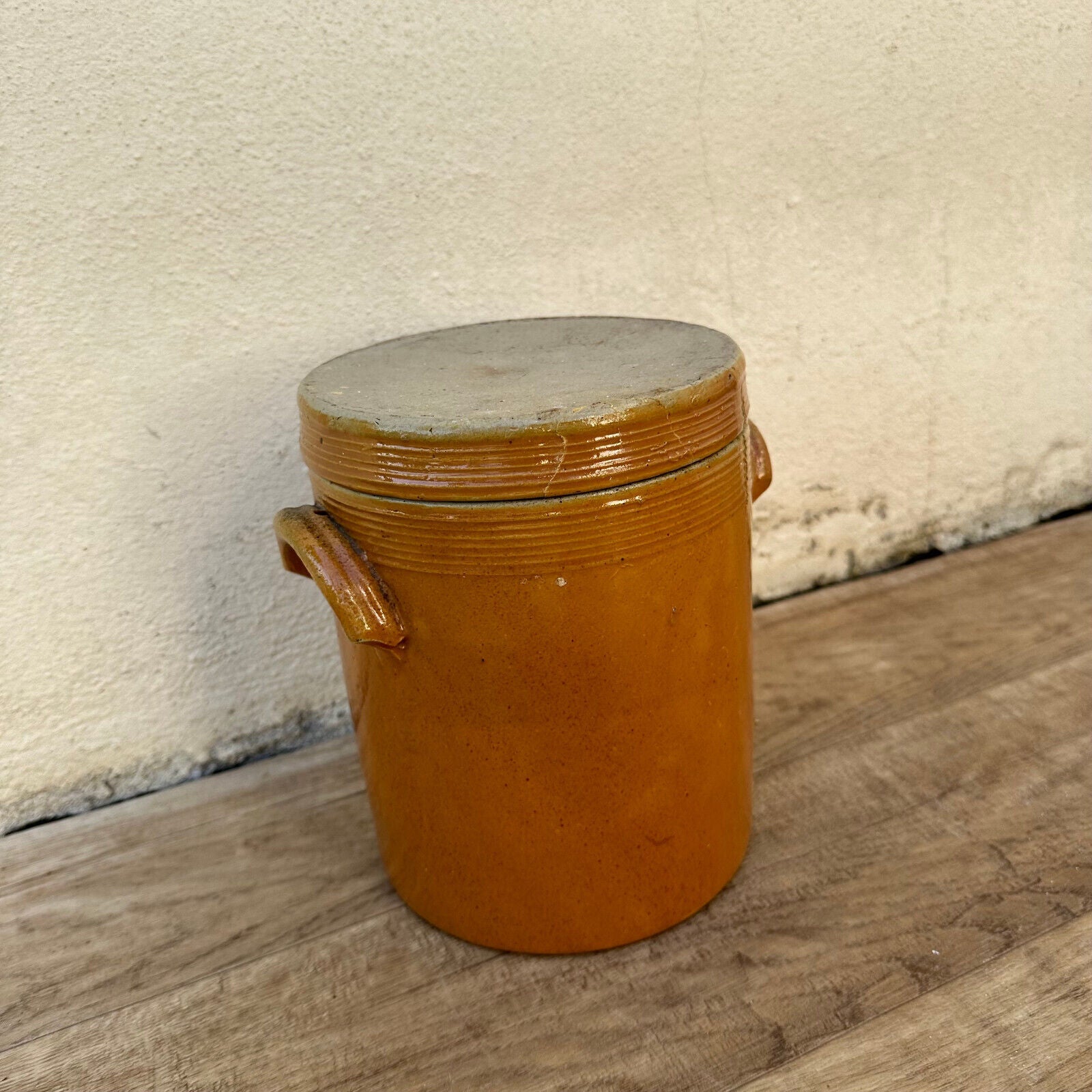 HANDMADE GLAZED STONEWARE ANTIQUE FRENCH CONFIT POT 1906233 - Fleamarketfrance