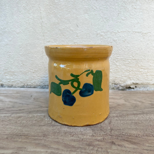 Antique French Confit Pot Yellow Terracotta Savoie Fruit Motif 2905249 Unmarked
