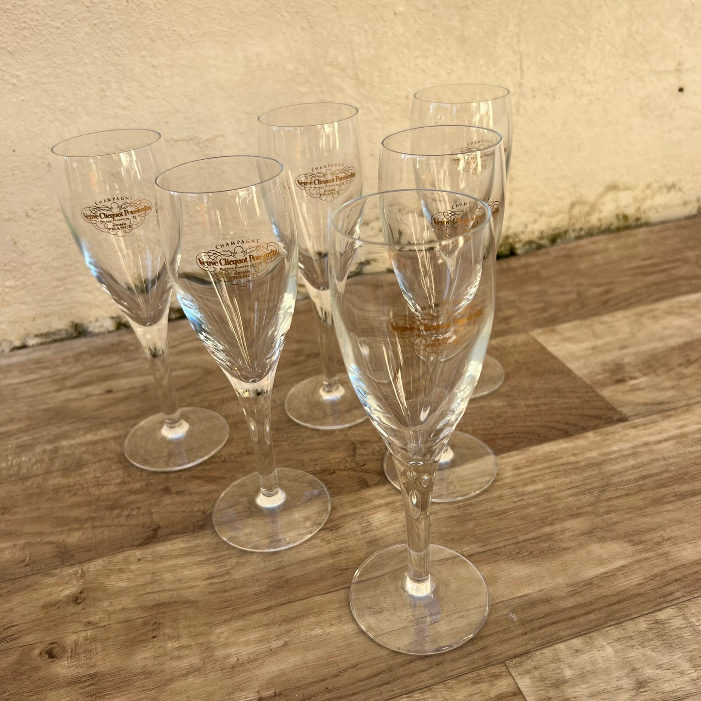 Set 6 Veuve Clicquot Crystal Champagne Flutes French Vintage 2301232 Veuve Clicquot