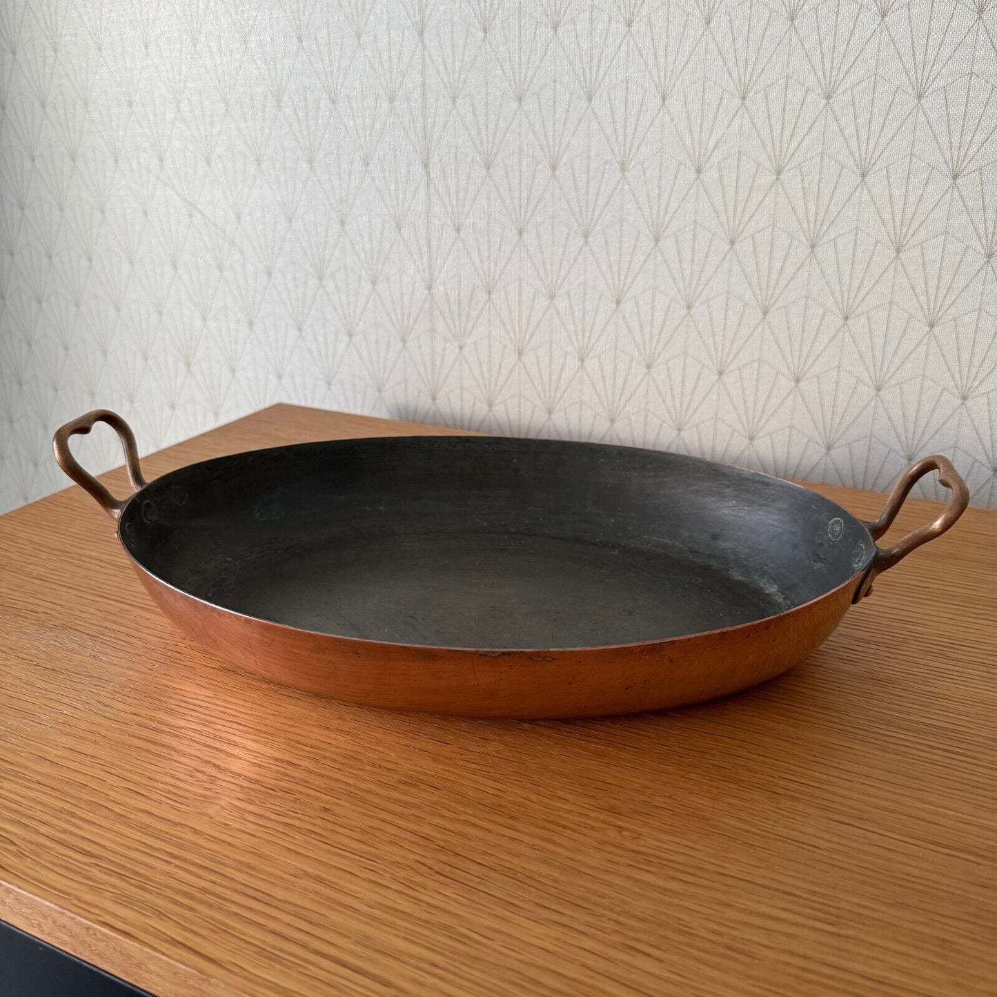 French Copper Cookware gratin Pan Brass oval made france 0304255