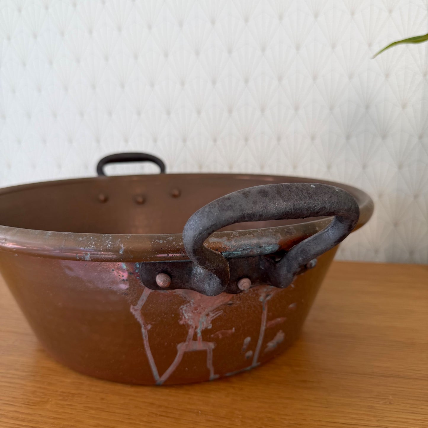 French Copper Jam Pan Bronze Handles Villedieu Vintage 1906261