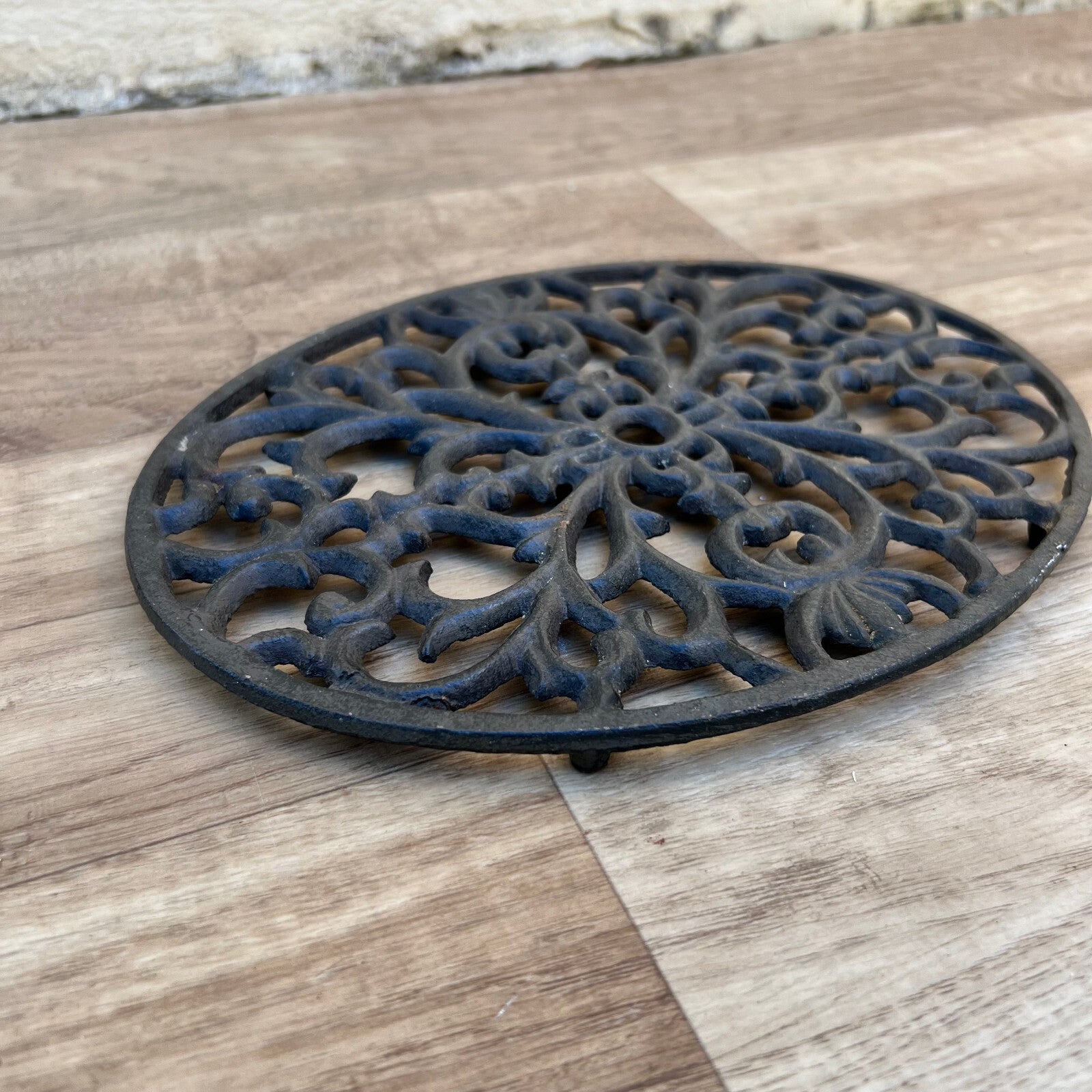 French Cast Iron Trivet Ornate Floral Vintage Kitchen Decor 13092215 Unbranded