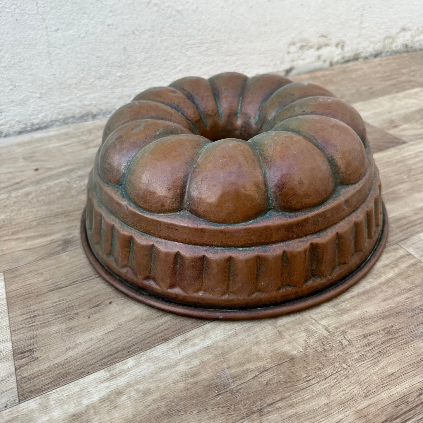 French Copper Bundt Mold Vintage Tin Lined Cake Pan 11" Fluted 07122310 Unbranded