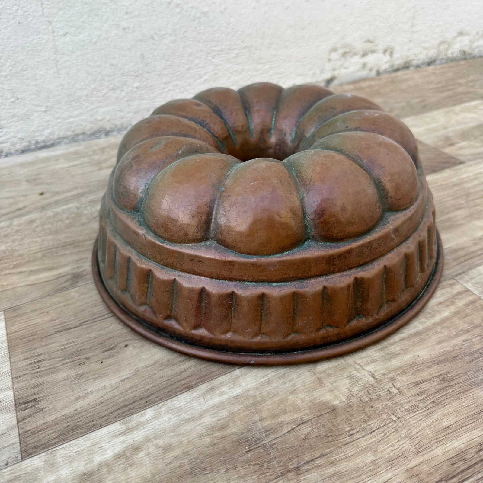 French Copper Bundt Mold Vintage Tin Lined Cake Pan 11" Fluted 07122310 Unbranded