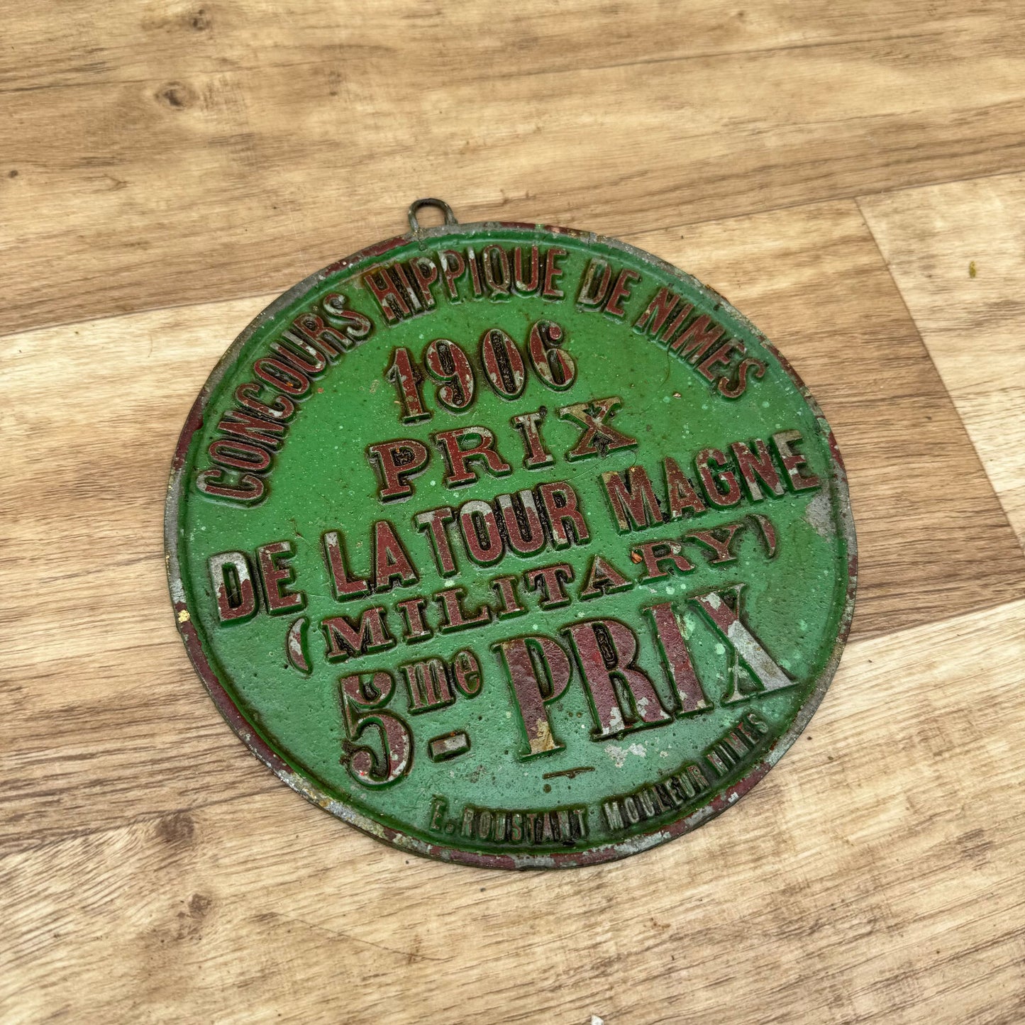 French Vintage Horse Trophy 1906 Cast Iron Award Plaque Nimes 0605248 Fleamarketfrance