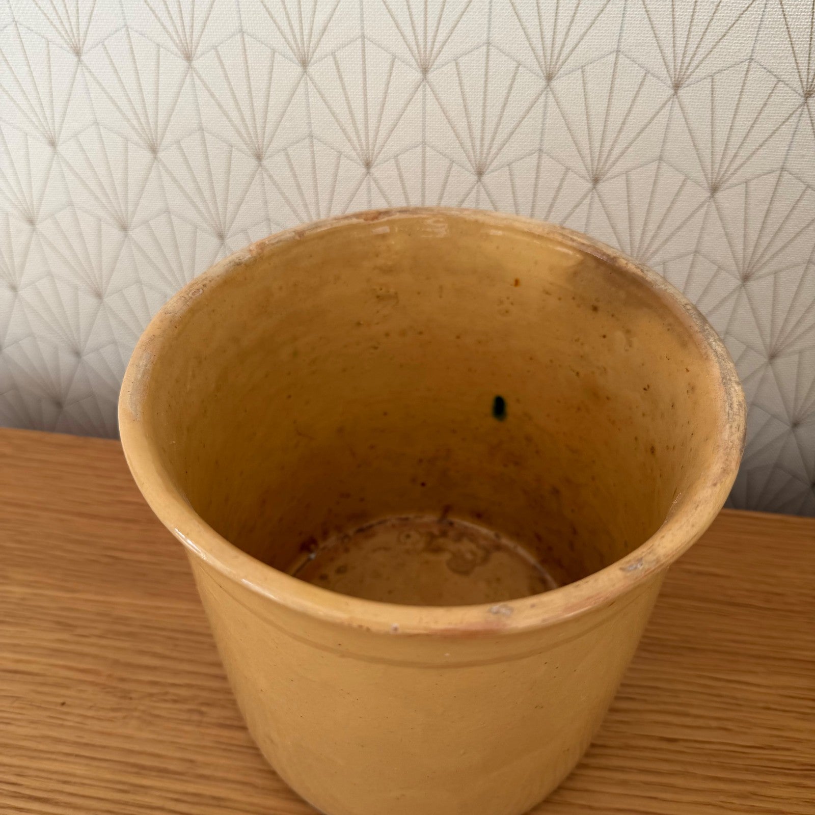 French Yellow Stoneware Kitchen Jam Pot Crock Antique Vintage 0202261 Unmarked
