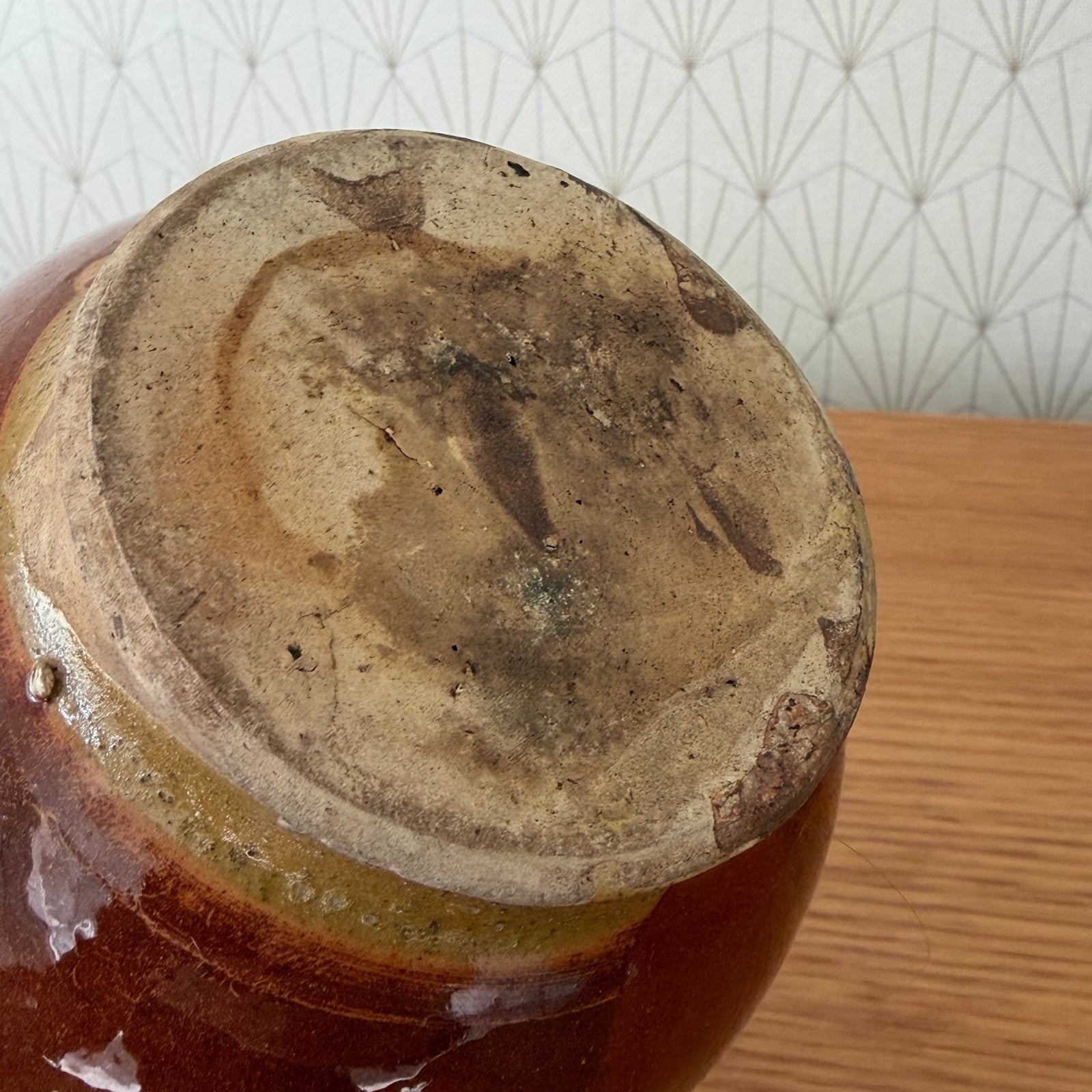 French Honey Pot Brown Glazed Terracotta Pottery c.1900 2101263 Unmarked