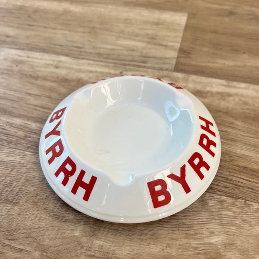 Vintage Byrrh Ashtray French Aperitif Advertising Ceramic White Red 1310228 Fleamarketfrance