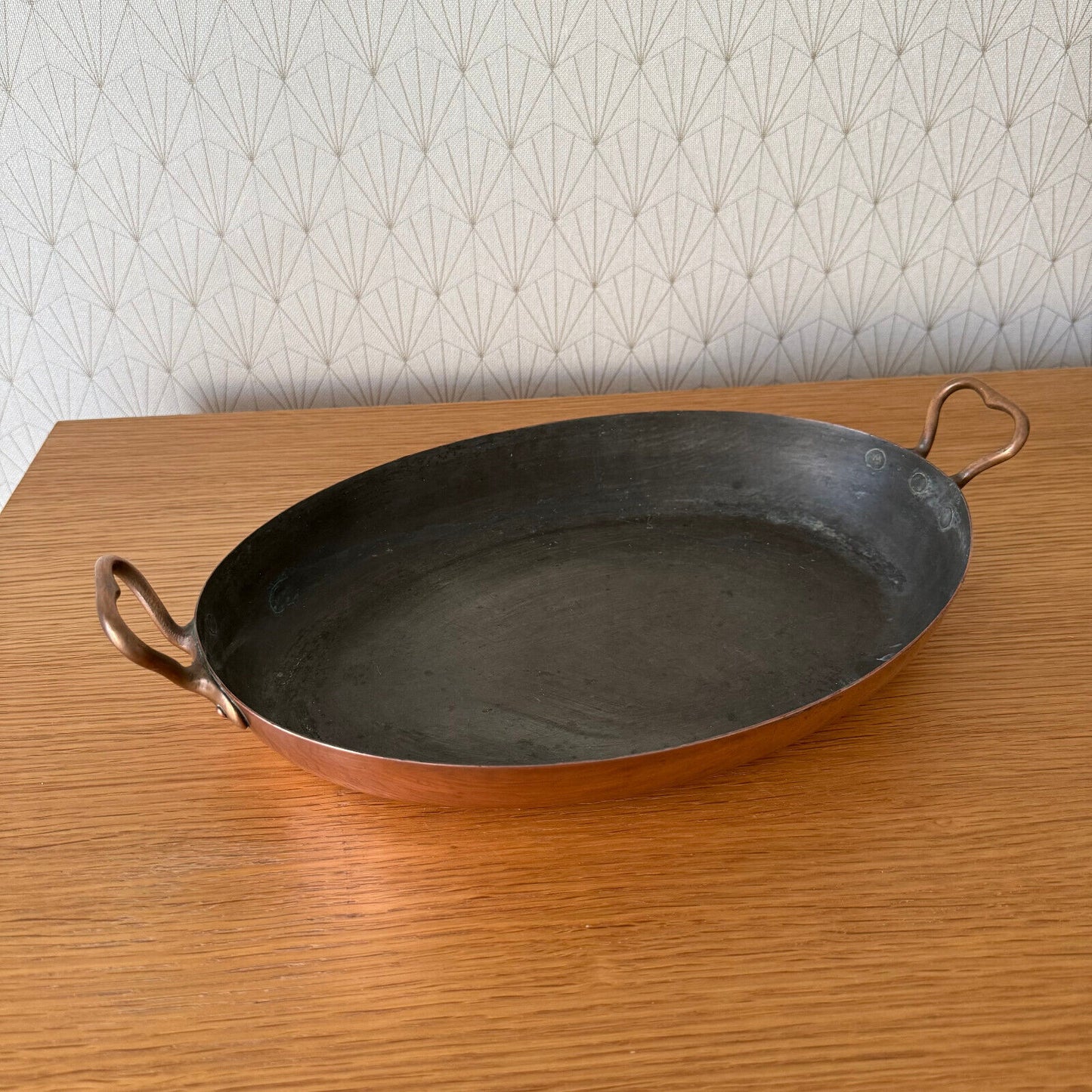 French Copper Cookware gratin Pan Brass oval made france 0304255