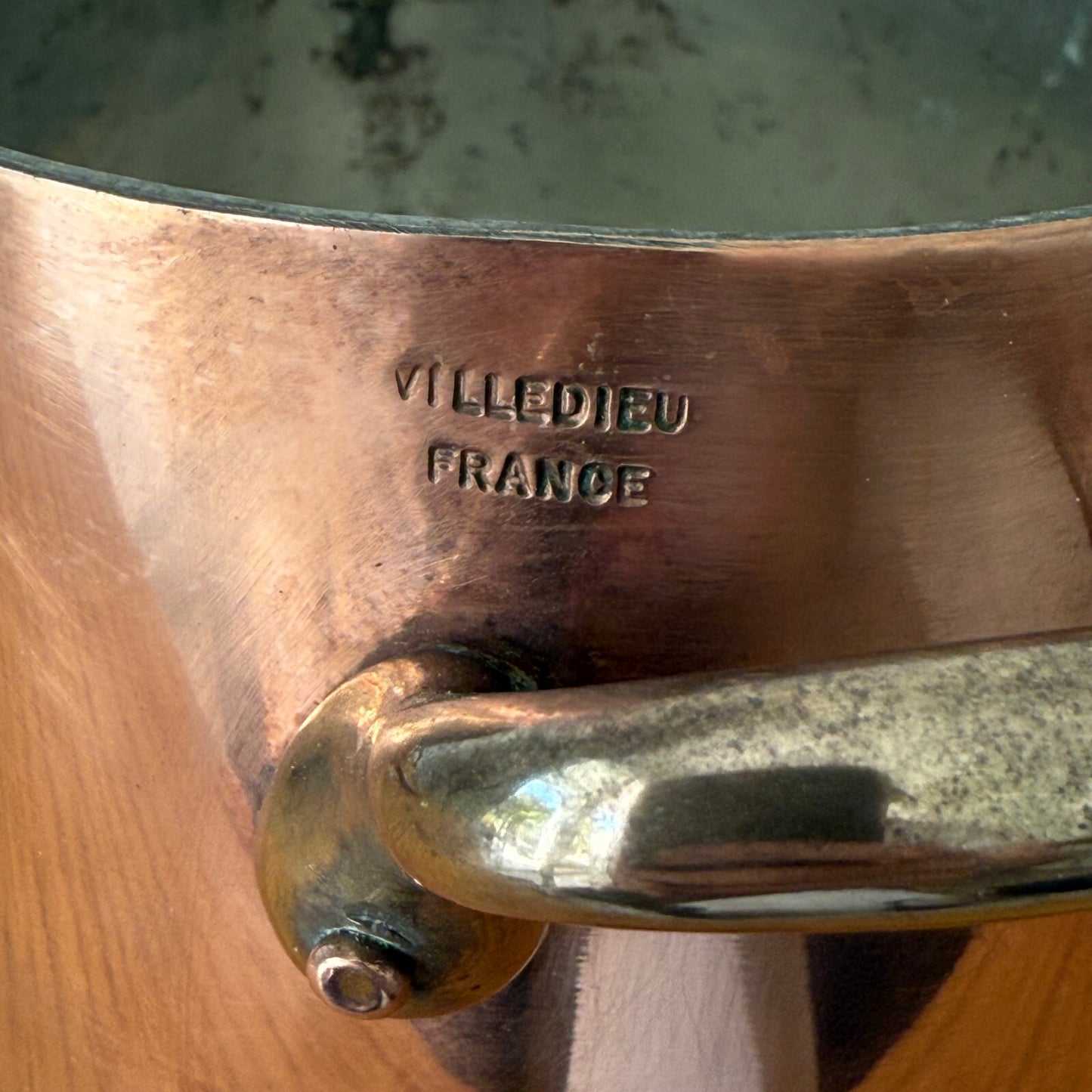 Vintage Villedieu Copper Pot French Stock Cookware 2mm Thick 8" 09052514 Fleamarketfrance