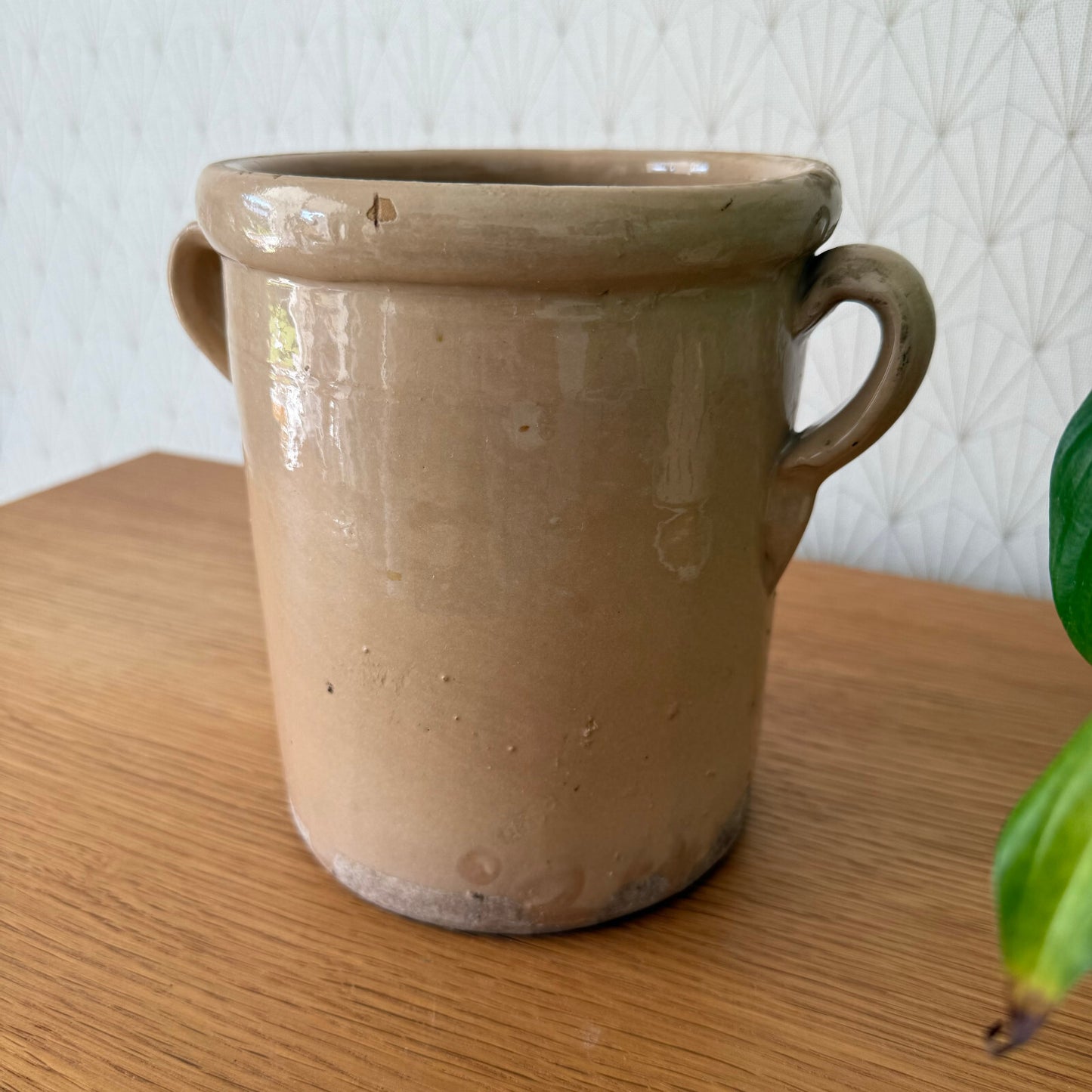 Antique French Confit Pot Stoneware Crock Two Handles 18cm 11012511 Unbranded