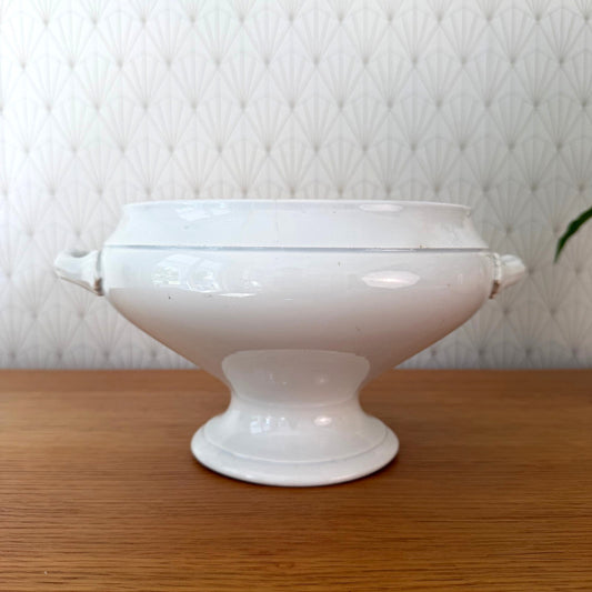 French Tureen Earthenware White Fruits Bowl Terre De Fer ST AMAND AMAGE 2210259