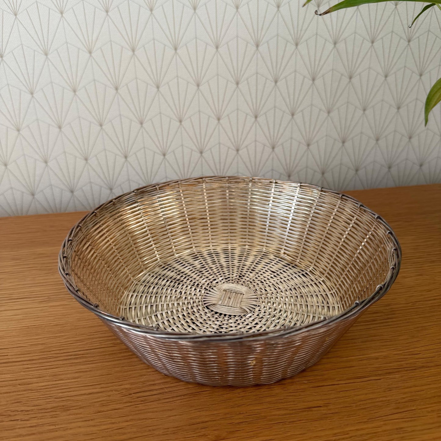 French Silverplate Woven Wire Bread Basket Vintage Metal Bowl 2101268 Unbranded