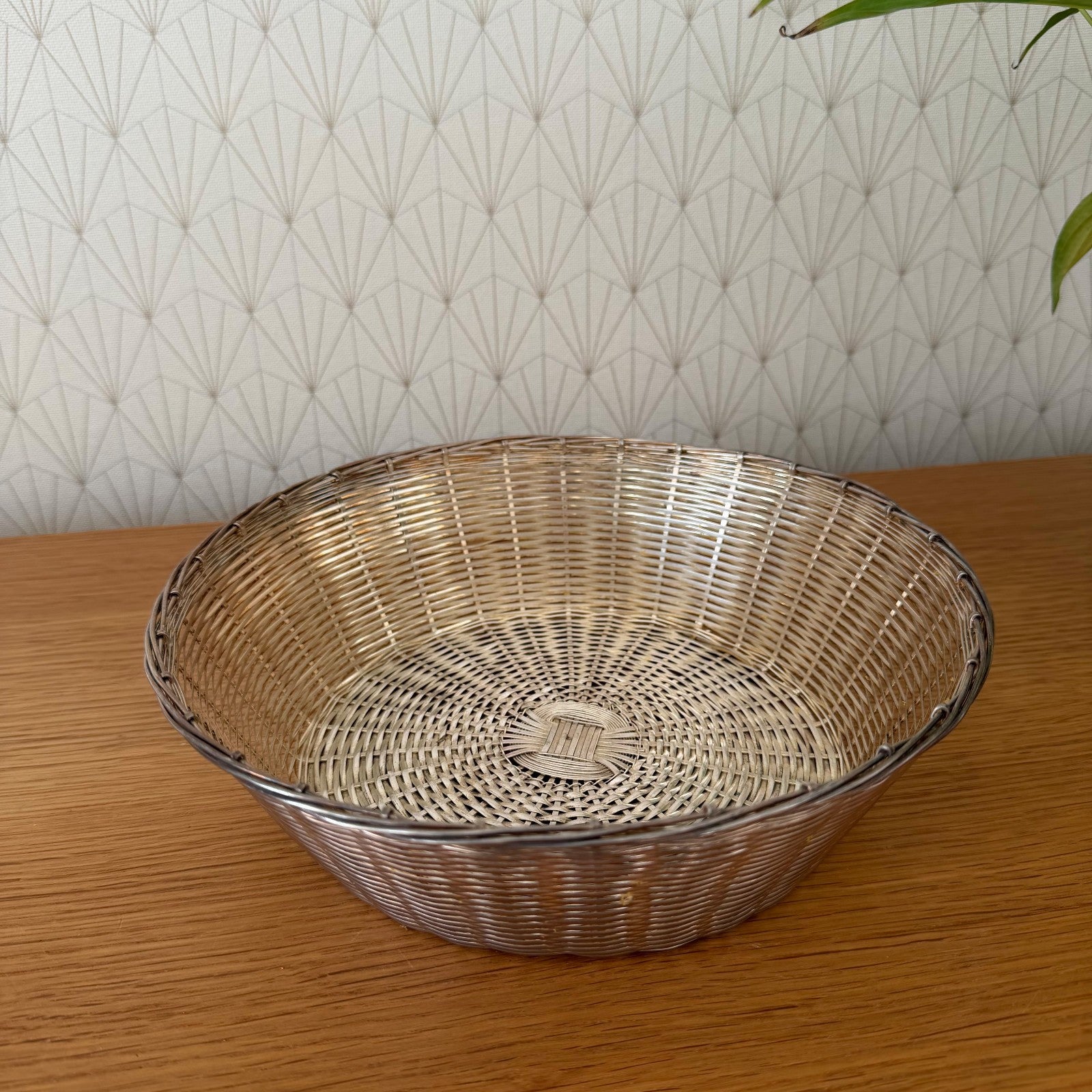 French Silverplate Woven Wire Bread Basket Vintage Metal Bowl 2101268 Unbranded