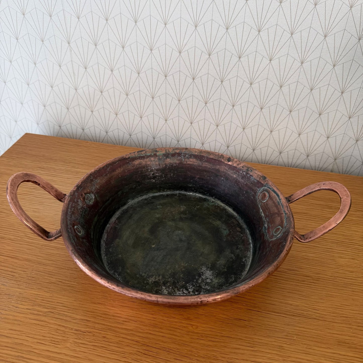 French Copper Pan Antique Kitchen Cookware Two Handles Patina 0505264 Unbranded