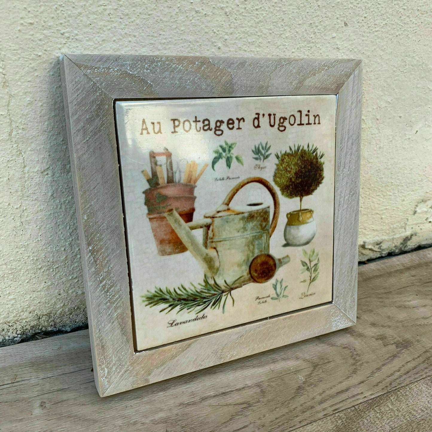 French Kitchen Trivet Provence Ceramic Tile Wood Frame Ugolin 2509212 Unbranded