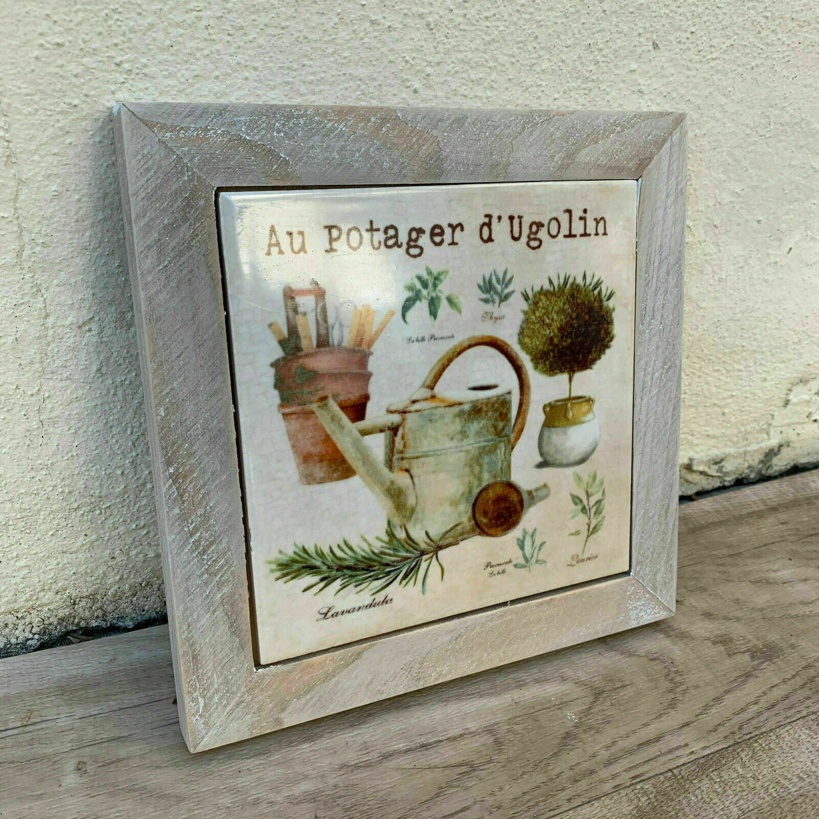 French Kitchen Trivet Provence Ceramic Tile Wood Frame Ugolin 2509212 Unbranded