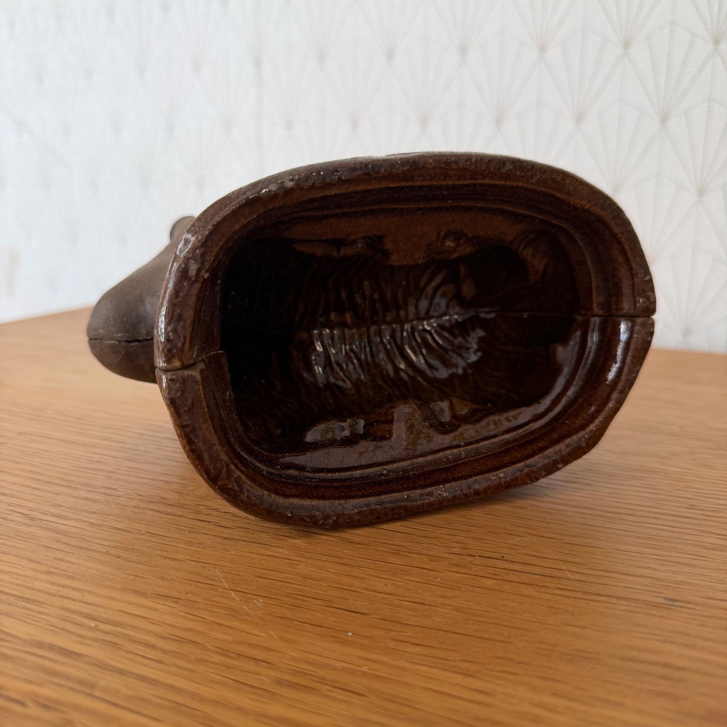 French Easter Lamb Mold Glazed Terracotta Vintage Pottery 10062615