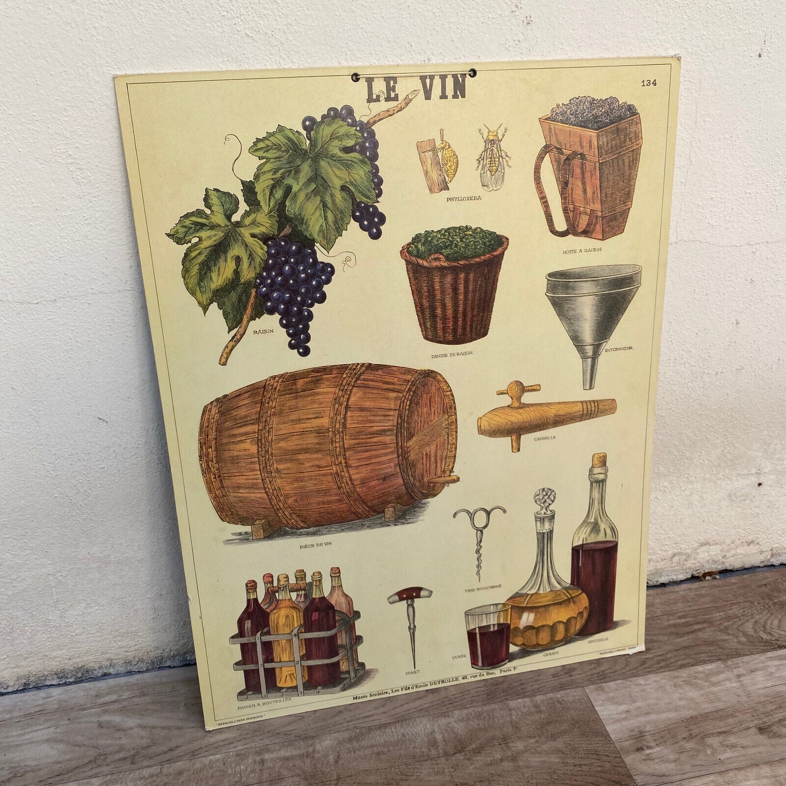 LE VIN Wine France French Paris Vintage Poster Lesson School 29032517 Fleamarketfrance
