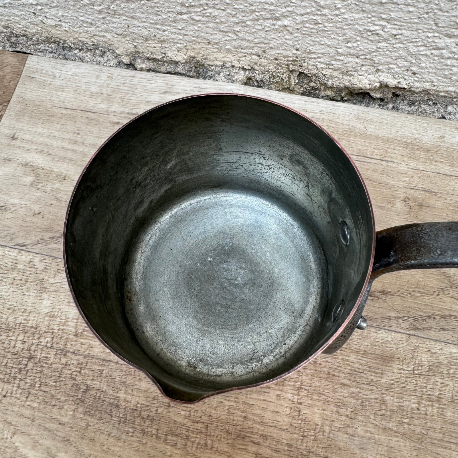 French Copper Saucepan Vintage Tin Lined Cast Iron Handle France 19092423 Fleamarketfrance