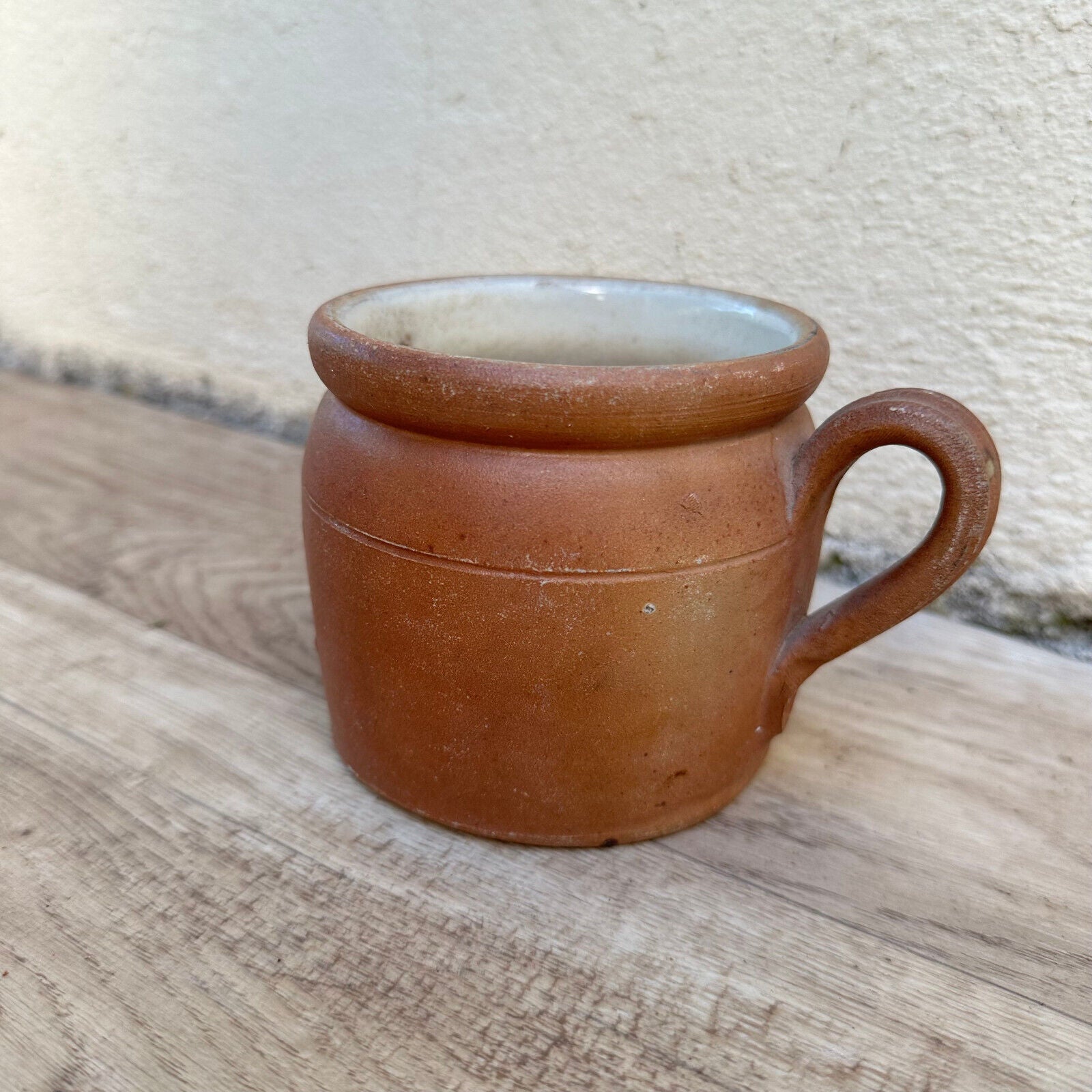 FRENCH VINTAGE confit jug mug cup glazed brown 01112321 - Fleamarketfrance