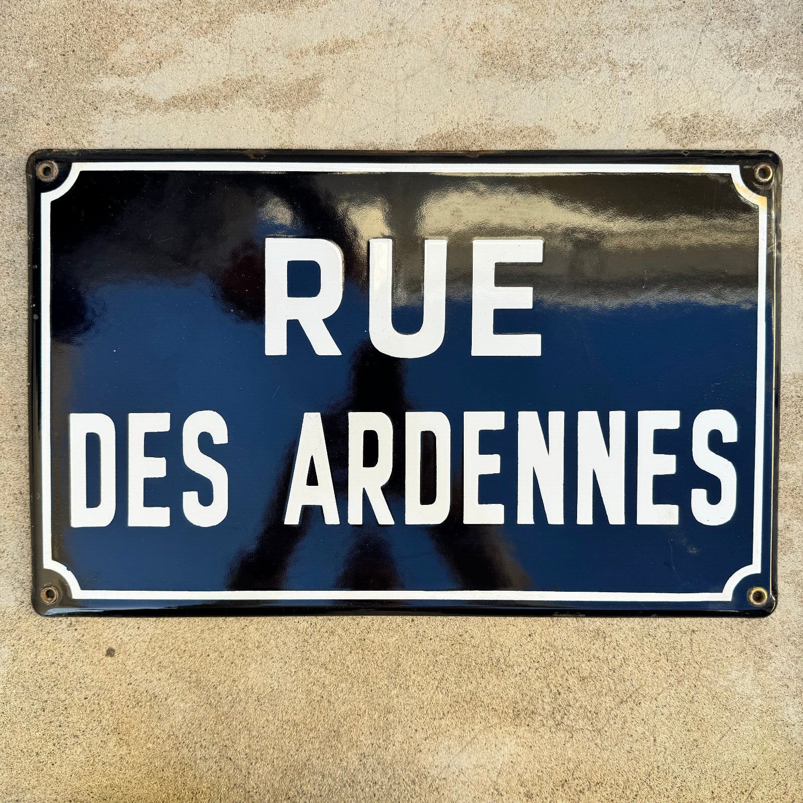 Old French Street Enameled Sign Plaque - vintage ARDENNES 13042437 Fleamarketfrance