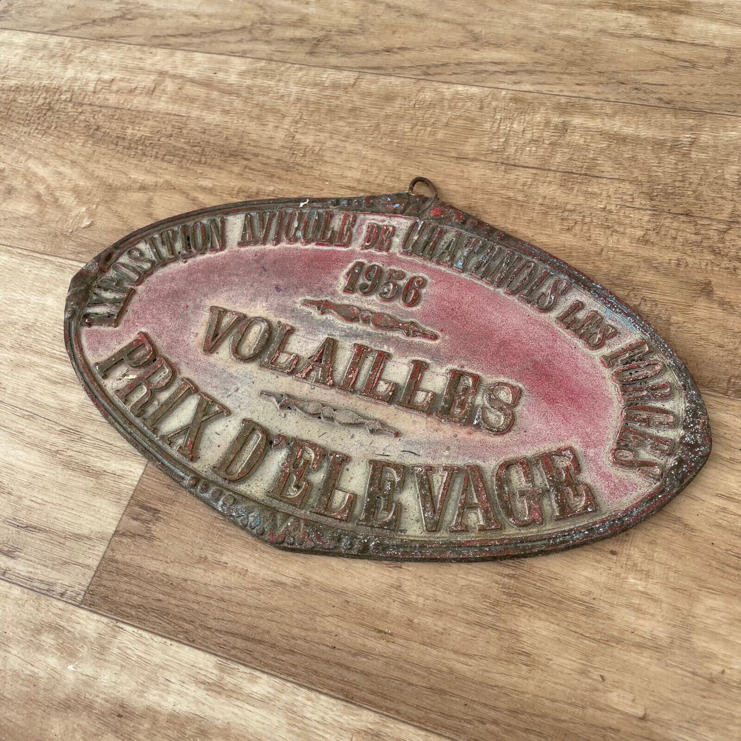 FRENCH VINTAGE AGRICULTURE PLAQUE TROPHY AWARD ANIMALS PRIZE SIGN 1956 1103259