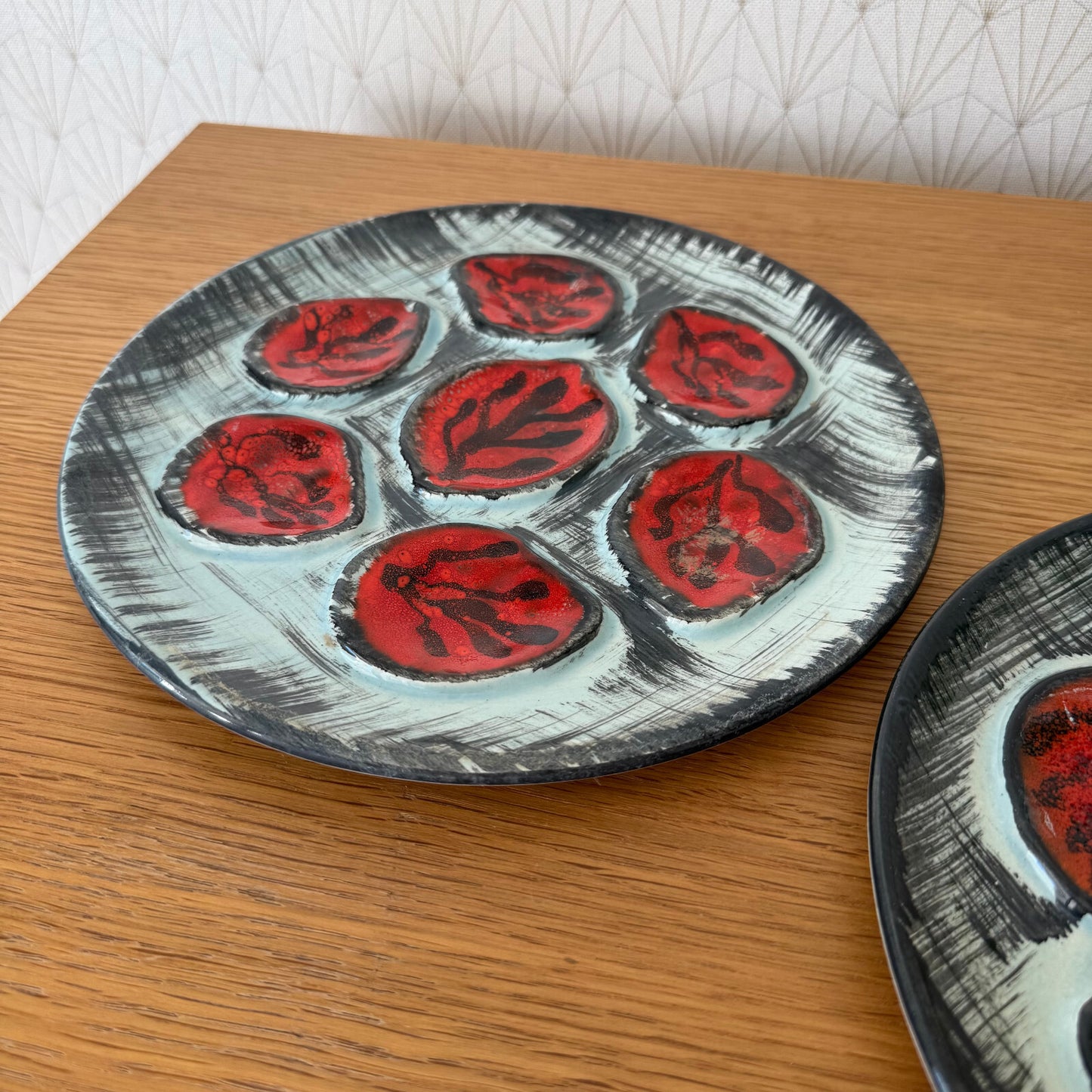 French Faience Oyster Plates MBFA Pornic Hand Painted Vintage Set 2205253 Quimpezr