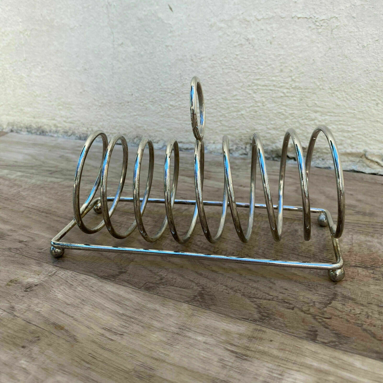 VINTAGE CUTE METAL silver plated toast rack from france 7" 3110214 - Fleamarketfrance