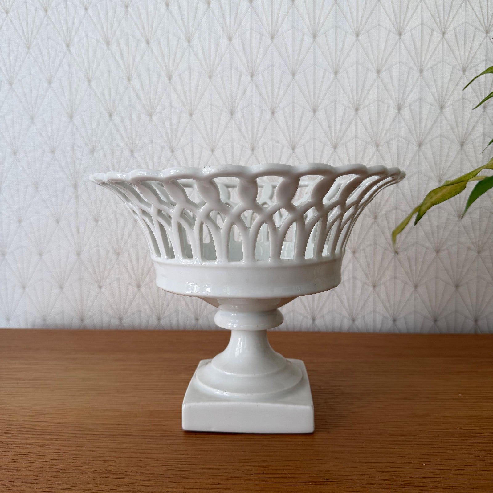 Vintage French White Porcelain Reticulated Footed Compote 0708261 Fleamarketfrance