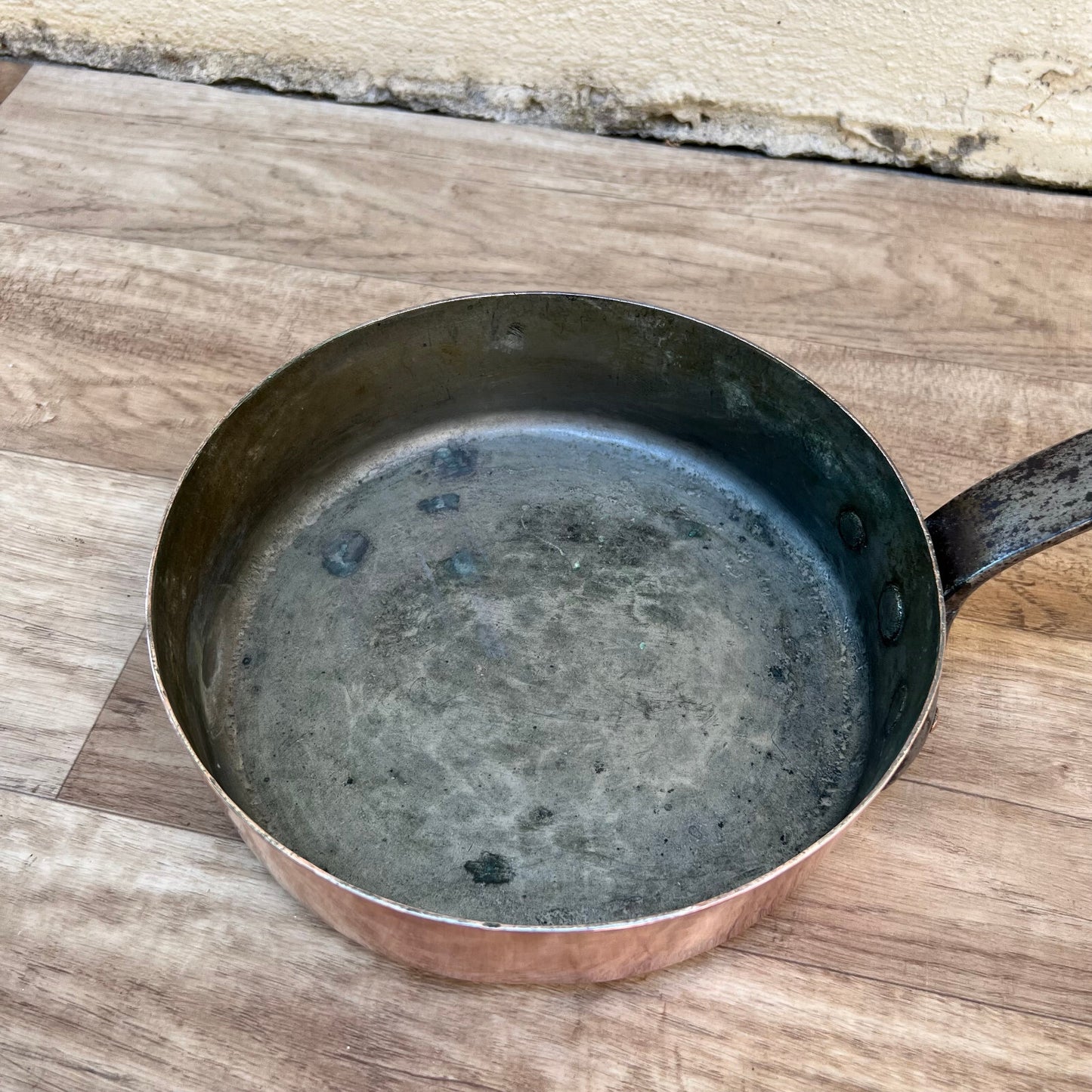 French Copper Sauteuse Pan Tin Lined 8.25" Vintage Cookware 1mm 08082213 Unbranded