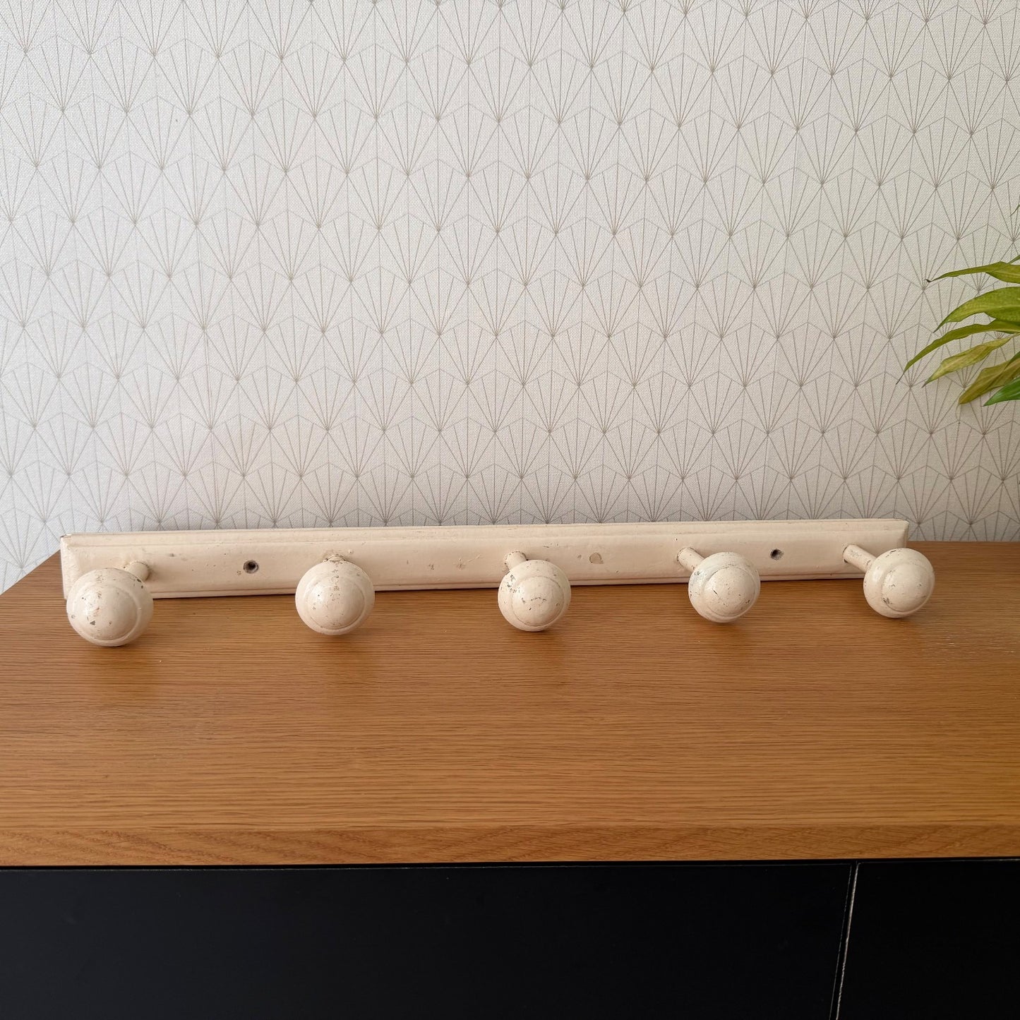 French Vintage Wood Wall Coat Rack 5 Pegs Hat Hook Hanger 16062618