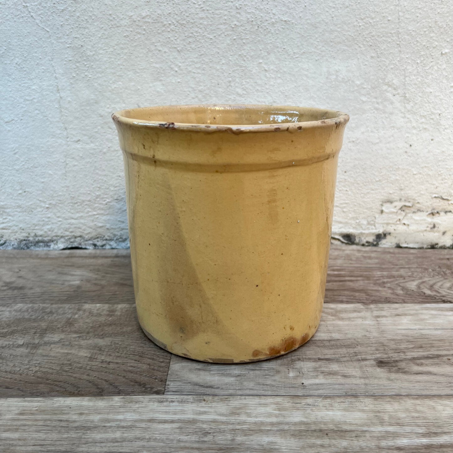 Antique French Confit Pot Yellow Glazed Terracotta Storage Jar 0610225 Unmarked