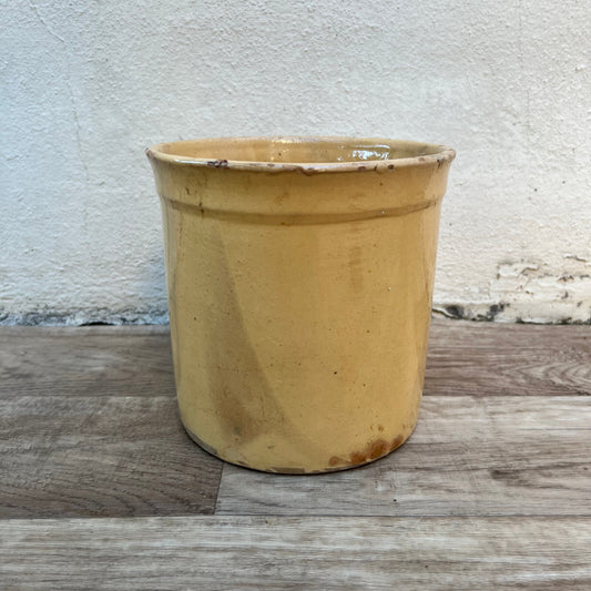 Antique French Confit Pot Yellow Glazed Terracotta Storage Jar 0610225 Unmarked