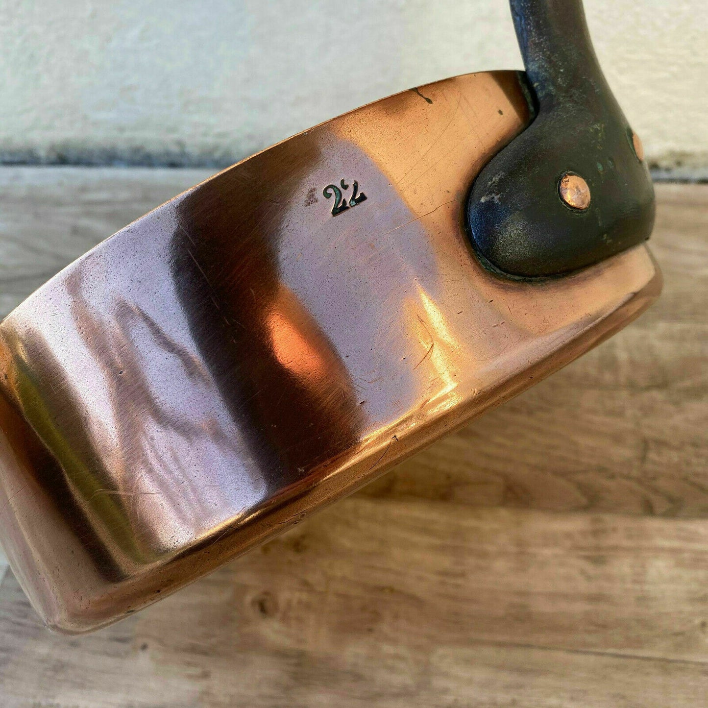 French Copper Sauteuse Vintage Cookware Tin Lined 22cm Pan 2009208 Unbranded