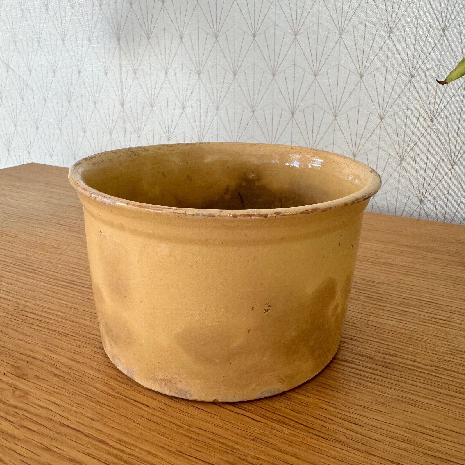 HANDMADE GLAZED YELLOW FRENCH CONFIT JAM POT SMALL TERRACOTTA  1506242 - Fleamarketfrance