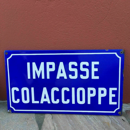 Old French Street Enameled Sign Plaque - vintage colaccioppe - Fleamarketfrance