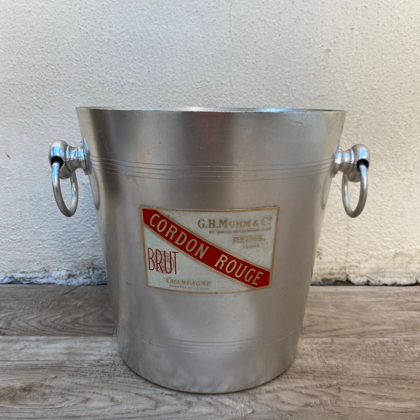 French Vintage Mumm Cordon Rouge Champagne Ice Bucket Silver Metal 04072612 Rothschild
